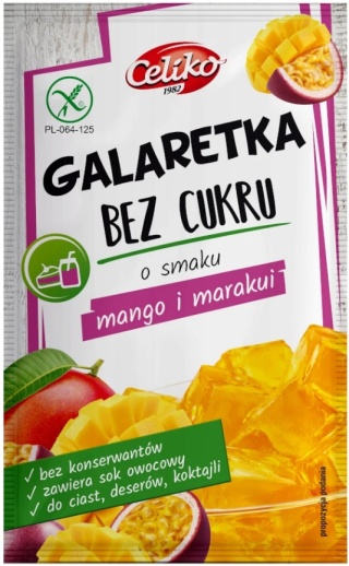 Celiko Galaretka bezglutenowa Bez Cukru o smaku mango i marakui 14g