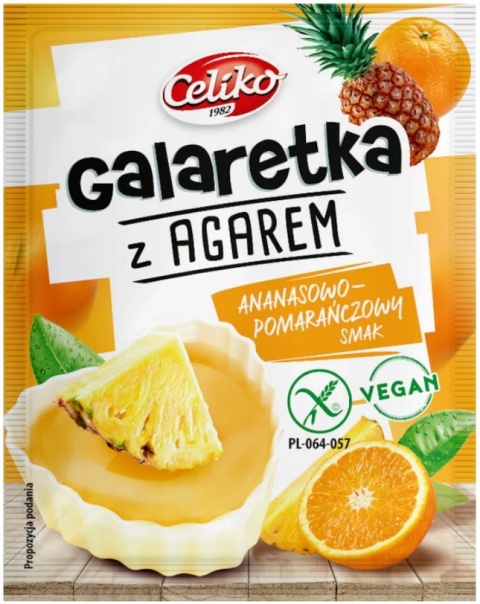 Celiko Galaretka bezglutenowa z agarem o smaku Ananasowo-pomarańczowym 45g