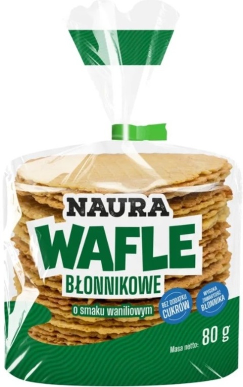 NAURA Wafle owsiano-pszenne z błonnikiem o smaku waniliowym 80g