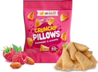 MIXIT Chrupiące poduszki Malina migdały 30g