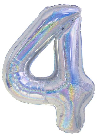 PartyPal Balon foliowy cyfra 4 holograficzny 100cm
