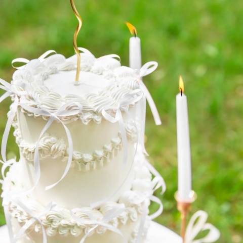 PartyPal Topper na tort kokardka biała 10szt
