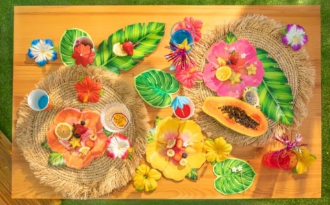 PartyPal Talerzyk papierowy tropikalne kwiaty Aloha 6szt.