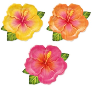 PartyPal Talerzyk papierowy tropikalne kwiaty Aloha 6szt.