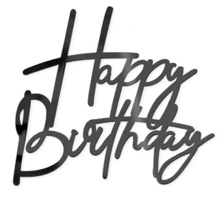 PartyPal Topper na tort urodzinowy Happy Birthday czarny