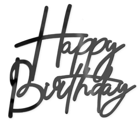 PartyPal Topper na tort urodzinowy Happy Birthday czarny