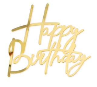 PartyPal Topper na tort Happy Birthday złoty lustrzany
