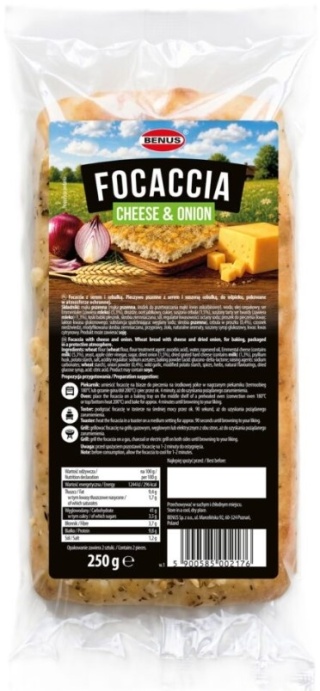 BENUS Focaccia z serem i cebulką 2szt 250 g