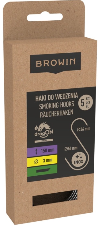 BROWIN Haki do wędzenia S cięte 45° 3mmx150mm 5 szt