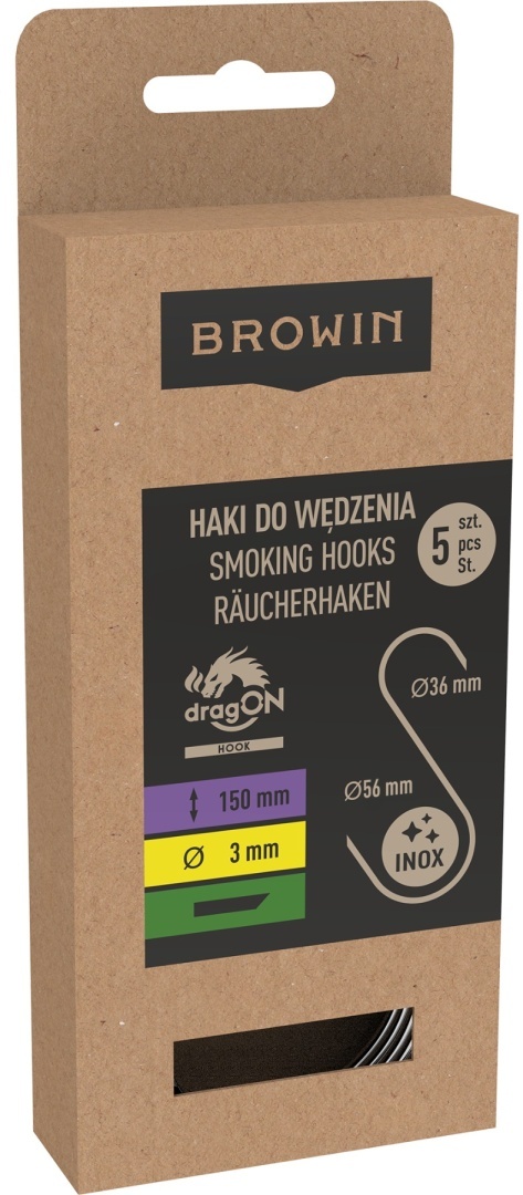 BROWIN Haki do wędzenia S cięte 45° 3mmx150mm 5 szt