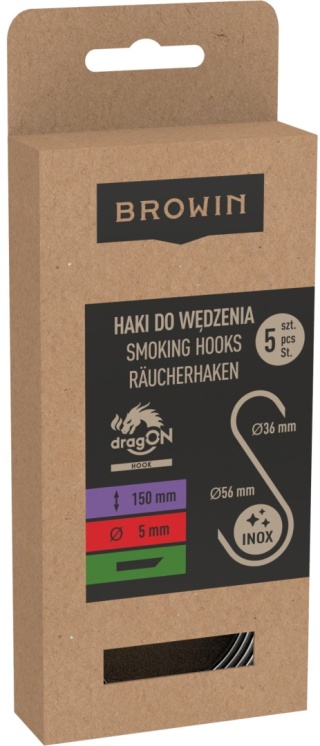 BROWIN Haki do wędzenia S cięte 45° 5mx150mm 5 szt