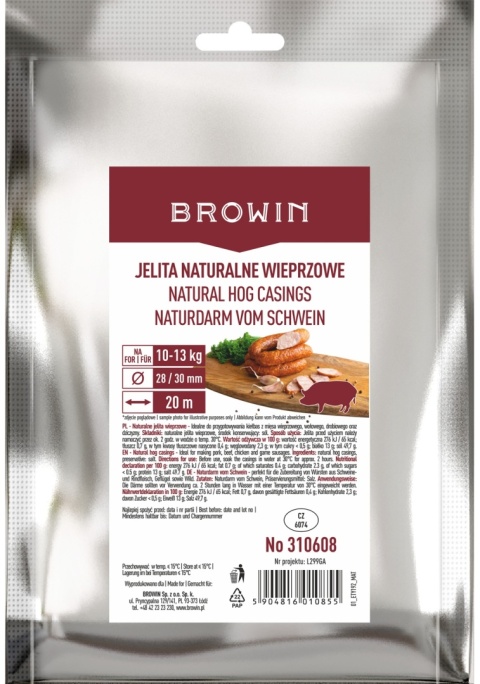 BROWIN Jelita naturalne wieprzowe kal 28/30 20m
