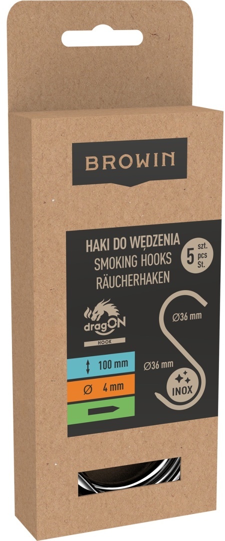 BROWIN Haki do wędzenia S ostrzone 4mmx100mm 5 szt