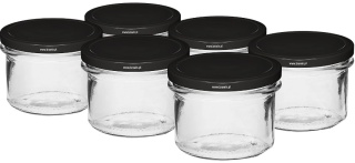BROWIN Słoik prosty 235 ml (fi82) z zakrętką czarną 6szt
