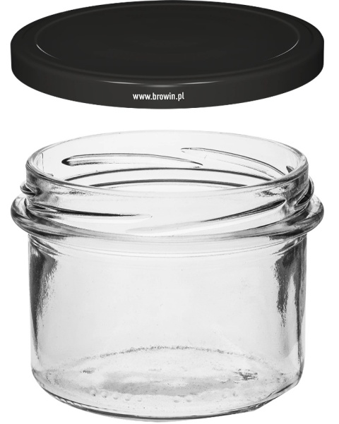 BROWIN Słoik prosty 235 ml (fi82) z zakrętką czarną 6szt