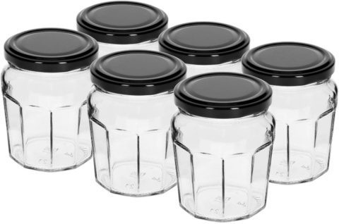 BROWIN Słoik Konfitura 230ml z zak. czarną fi63/4 6szt