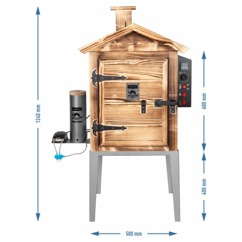 BROWIN Wędzarnia 115 L dragON Wood 60E - drewniana opalana, z elektrycznym modułem grzejnym i sterownikiem