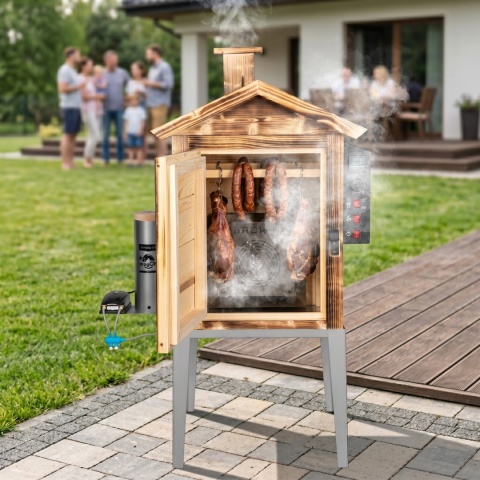 BROWIN Wędzarnia 115 L dragON Wood 60E - drewniana opalana, z elektrycznym modułem grzejnym i sterownikiem