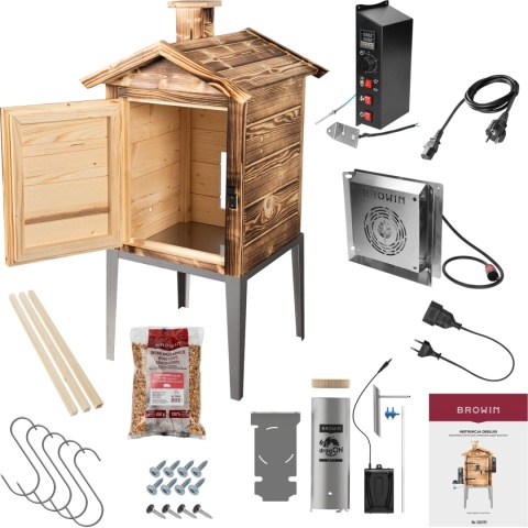 BROWIN Wędzarnia 115 L dragON Wood 60E - drewniana opalana, z elektrycznym modułem grzejnym i sterownikiem