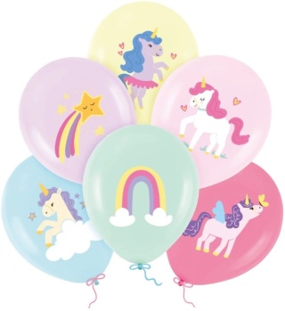 PartyPal Balony Jednorożce 12cali 6szt