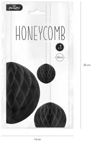 PartyPal Honeycomb bibułowy czarny 20cm