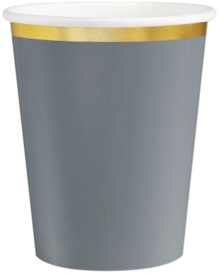 PartyPal Kubek szary Classic Gold 220ml 6szt