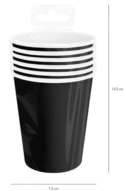 PartyPal Kubek czarny 220ml 6szt