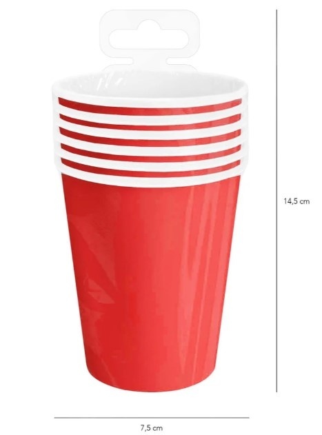 PartyPal Kubek czerwony 220 ml 6 szt.