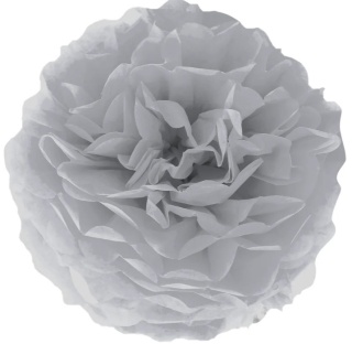 PartyPal Pompon bibułowy szary srebrny 15 cm