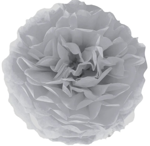 PartyPal Pompon bibułowy szary srebrny 15 cm