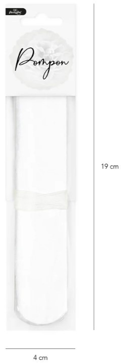 PartyPal Pompon bibułowy biały 15 cm