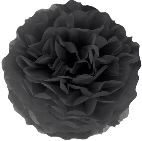 PartyPal Pompon bibułowy czarny 35 cm