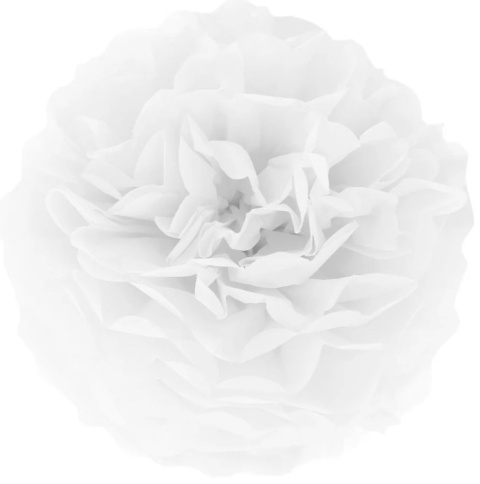 PartyPal Pompon bibułowy biały 25 cm