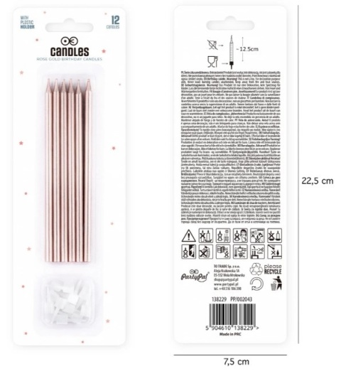 PartyPal Świeczki urodzinowe rose gold 12szt.