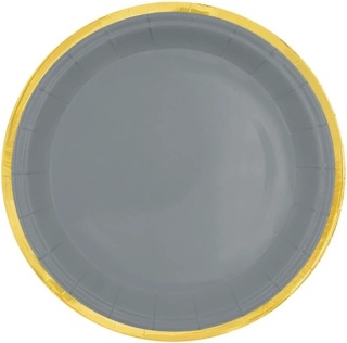 PartyPal Talerzyk papierowy szary Classic Gold 7cali 6szt.