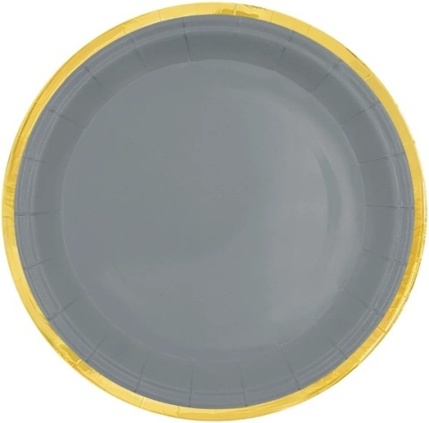 PartyPal Talerzyk papierowy szary Classic Gold 7cali 6szt.