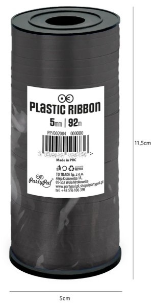 PartyPal Wstążka plastikowa czarna 92m