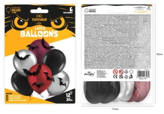 PartyPal Balony Nietoperze Halloween 12cali 6 szt. zestaw DIY