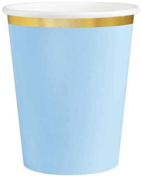 PartyPal Kubek niebieski Classic Gold 220ml 6szt