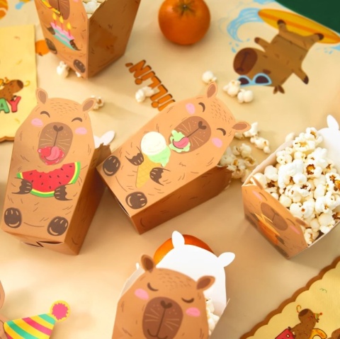 PartyPal Pudełko na popcorn Capybara Kapibara 8,5x15cm 6szt zestaw