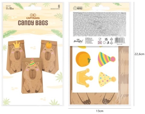 PartyPal Torebki na cukierki Capybara Kapibara 6 szt zestaw
